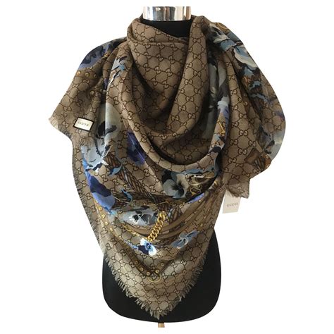 gucci scarf blue flowers|Gucci Scarves for Women .